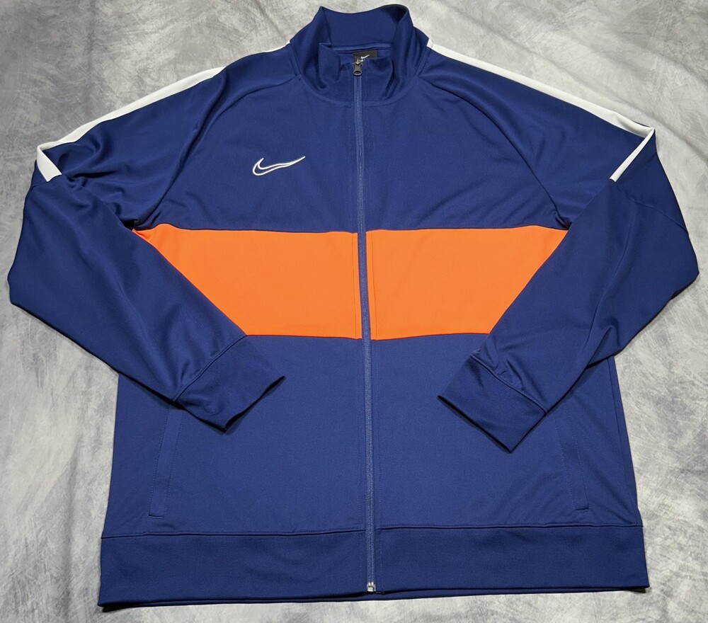 Nike Dri-FIT Track Jacket Mens 2XL Blue Orange Full Zip Colorblock AV5414-492